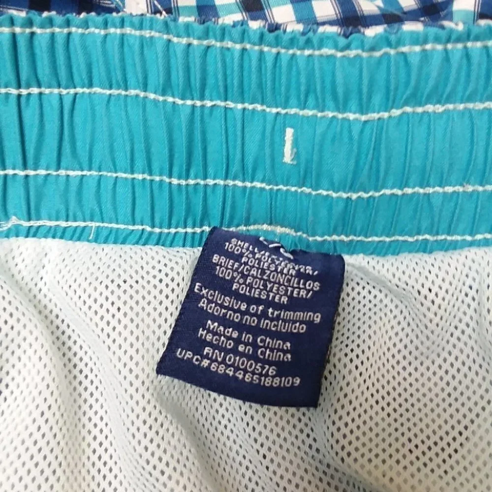 Caribbean Joe Plaid Swim Trunks